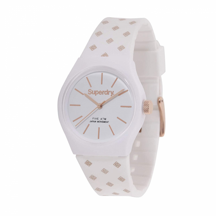 Superdry SDSYG166WRG - Ur 38 mm med 5 bar vandtæthed, hvid/guld
