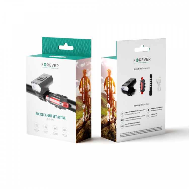 Forever Outdoor Cykellygte-sæt for/baglygte BLG-200