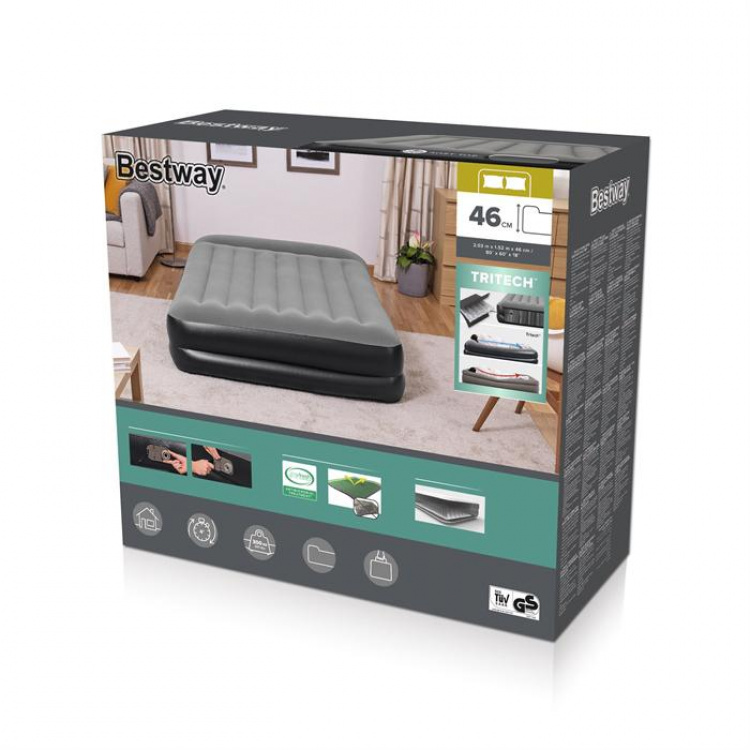 Bestway Tritech luftmadras Queen, med indbygget pumpe 203cmx152cmx46cm