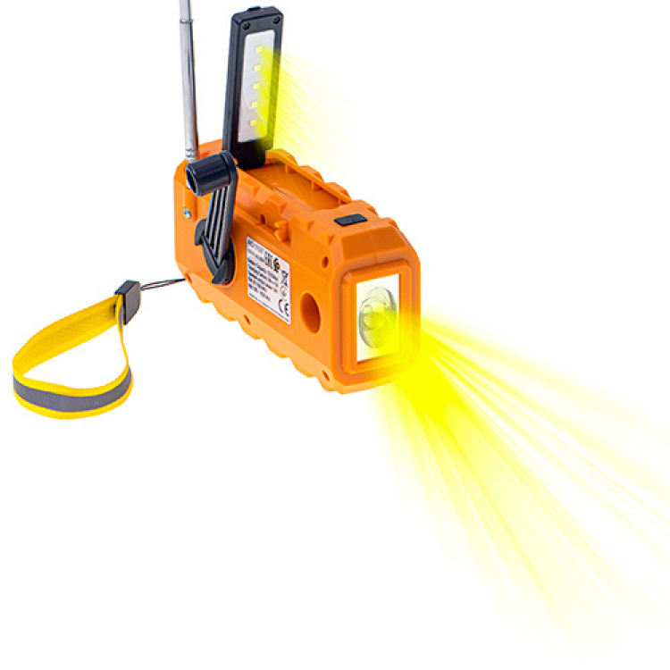 Nødradio / Vejradio med lommelygte, solceller og powerbank