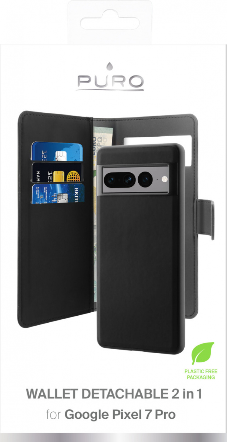 Puro Google Pixel 7 Pro wallet, detachable, black