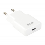 DELTACO USB-C väggladdare, 1x USB-C PD 30 W, slimmad storlek, stödjer PPS