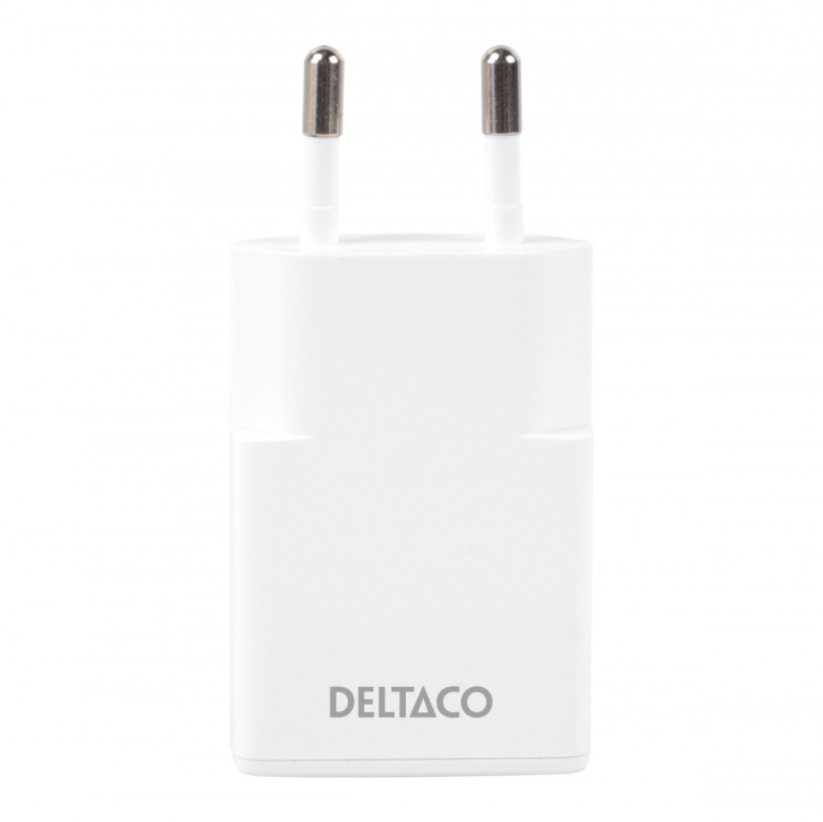 DELTACO USB-C väggladdare, 1x USB-C PD 30 W, slimmad storlek, stödjer PPS