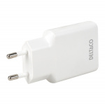 DELTACO USB-C väggladdare 45 W, 2x USB-C PD, slimmad storlek, total effekt 45 W