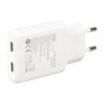 DELTACO USB-C väggladdare 45 W, 2x USB-C PD, slimmad storlek, total effekt 45 W