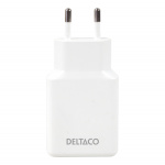 DELTACO USB-C väggladdare 45 W, 2x USB-C PD, slimmad storlek, total effekt 45 W
