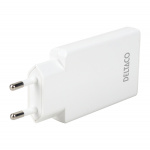 DELTACO USB-C väggladdare 67 W, 2x USB-C PD, slimmad storlek, total effekt 67 W