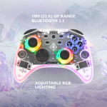 DELTACO Nintendo Switch Controller, gennemsigtig, RGB, makroknapper DELTACO Nintendo Switch Controller, gennemsigtig, RGB, makroknapper