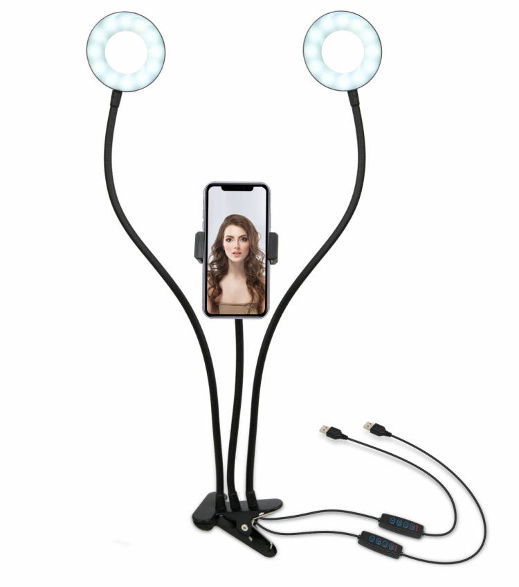 United VBL2177 Dobbelt ringlys med mobilholder