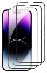 3-pakning beskyttelsesglas i hærdet glas til iPhone 14 Pro Max, sort kant