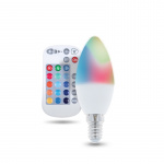 Fjernstyret LED-lampe med RGB, E14, C37, 5W