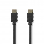 Nedis High Speed ​​HDMI ™ kabel med Ethernet | HDMI™ Stik | HDMI™ Stik | 4K@30Hz | ARC | 10.2 Gbps | 3.00 m | Runde | PVC | Sort | Konvolut