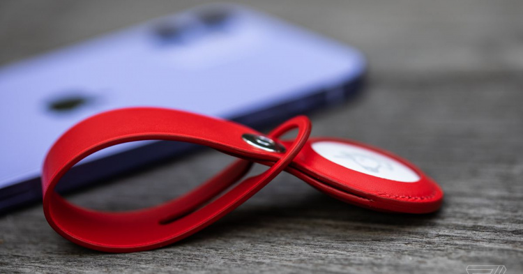 Apple AirTag-løkke i læder, rød