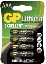 GP AAA litiumbatteri 1,5 V, 24LF-2U4, 4-pak 