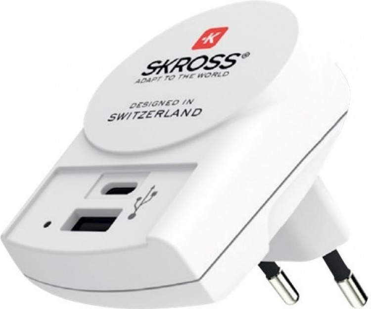 Skross Reseadapter Europa till USB-A & USB-C