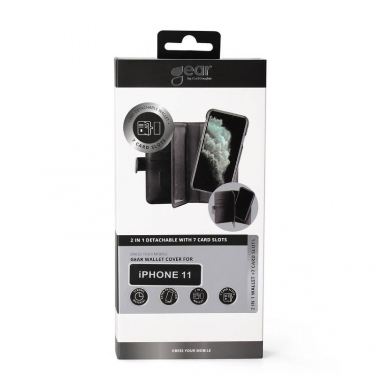 Gear Wallet 2-i-1 7 Kortrum Sort - iPhone 11