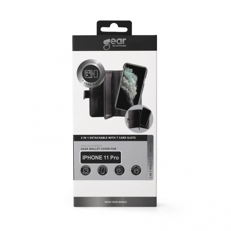 Gear Wallet 2-i-1 7 Kortrum Sort - iPhone 11 Pro
