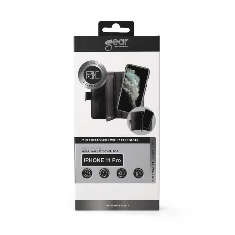 Gear Wallet 2-i-1 7 Kortrum Sort - iPhone 11 Pro