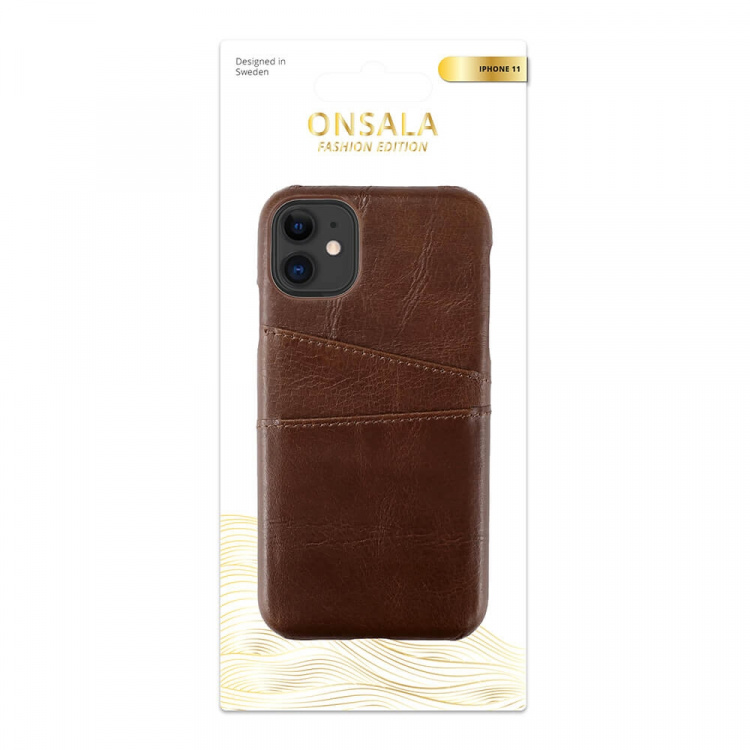 Onsala COLLECTION Mobil Cover Læder Brun iPhone 11 med Kortrum