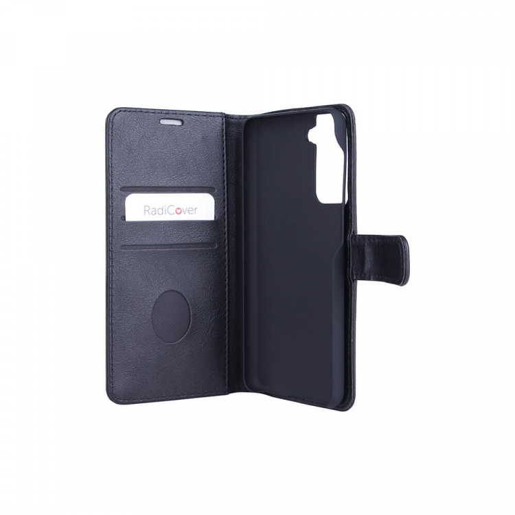Radicover Strålingsbeskyttende Wallet PU Samsung S21/S30 Flipcover RFID Sort