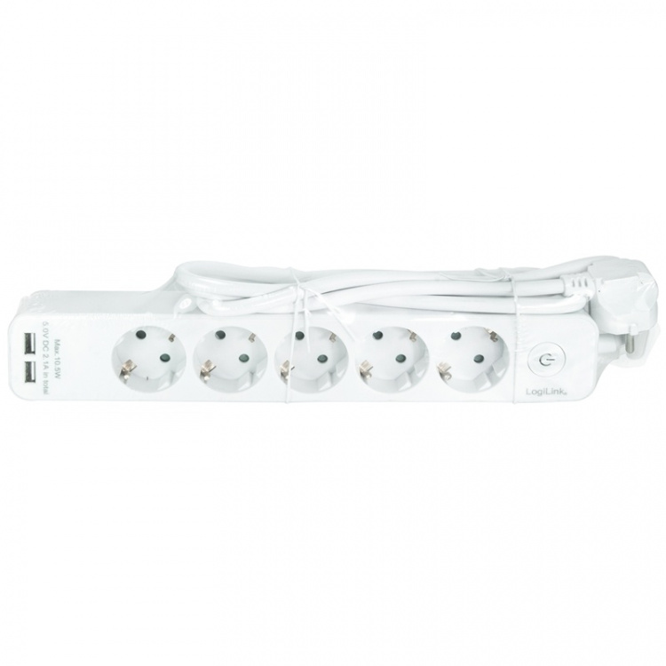 LogiLink Grenuttag 5-vägs + 2st USB m b