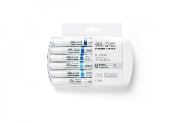 WINSOR Pigment Marker 6 Set Blue Tones