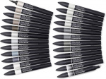 WINSOR Promarker set 24pcs black & grey in wallet