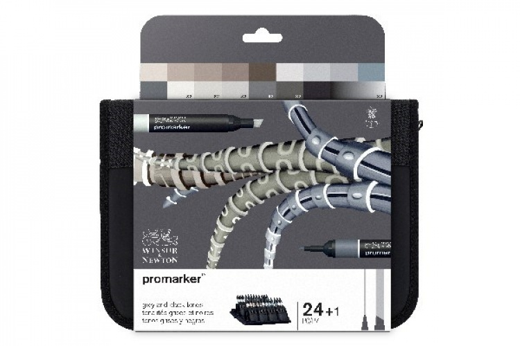 WINSOR Promarker set 24pcs black & grey in wallet