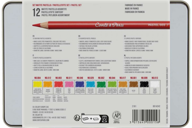 CONTE Pastel pencils set 12pcs ass in metal box