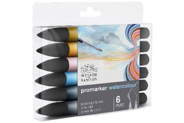 WINSOR Watercolour marker set, sky tones 6pcs