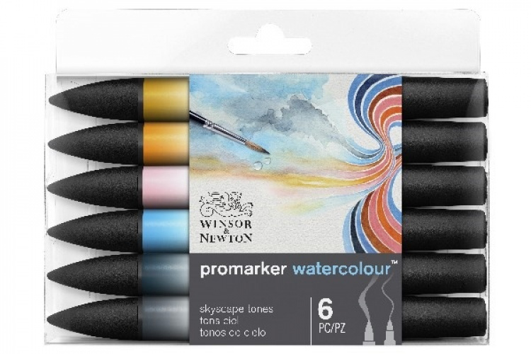 WINSOR Watercolour marker set, sky tones 6pcs