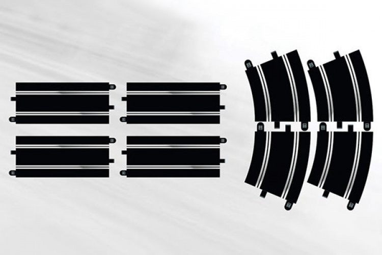 SCALEXTRIC Track Extension Pack 7 - 4 X Straights & 4 X R4 Cu