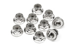 HPI Serrated Flange Lock Nut M4 (Silver/10Pcs)