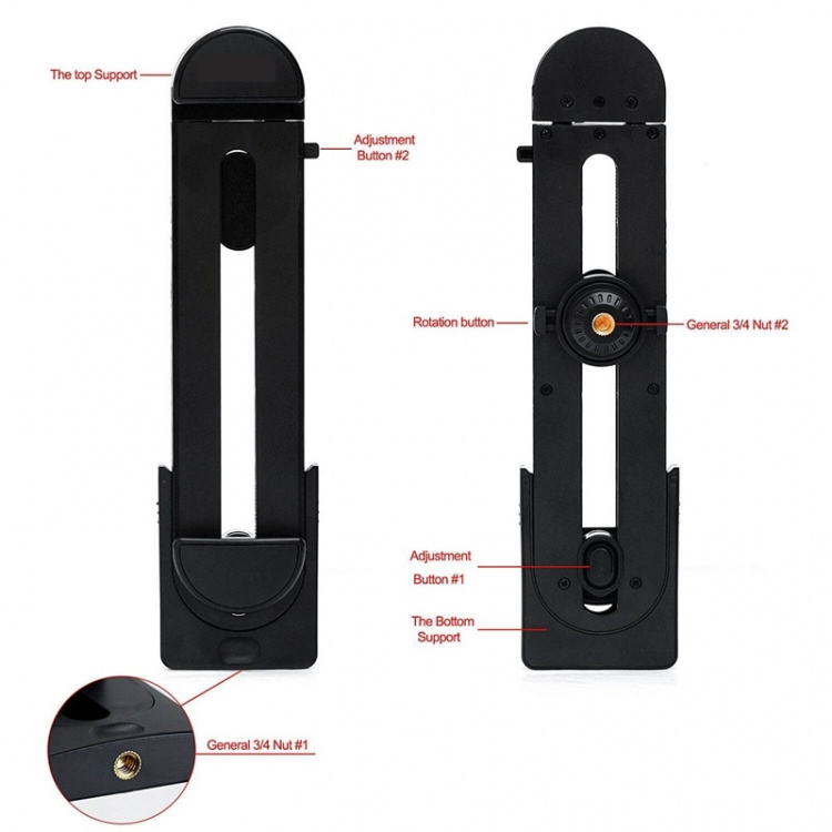 Gear Tablet/Smartphone Holder Stativ Med 1/4 Stativgevind Sort