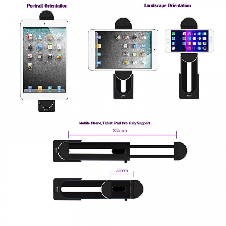 Gear Tablet/Smartphone Holder Stativ Med 1/4 Stativgevind Sort