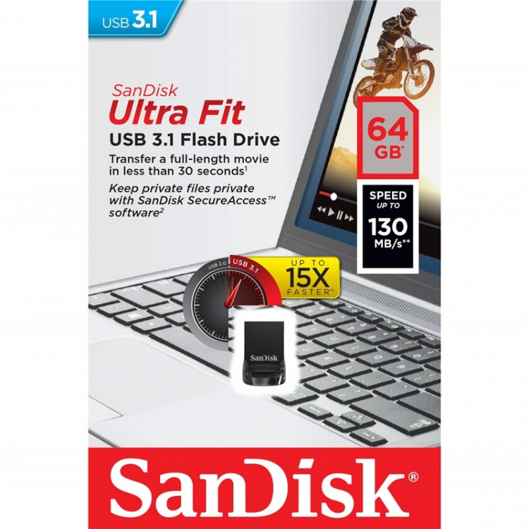 SANDISK USB-minne 3.1 UltraFit 64GB
