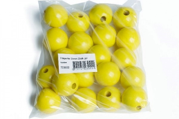 Træperler 35mm 20stk gul