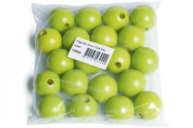 Træperler 35mm 20stk lime