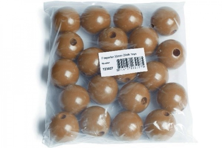 Træperler 35mm 20stk brun