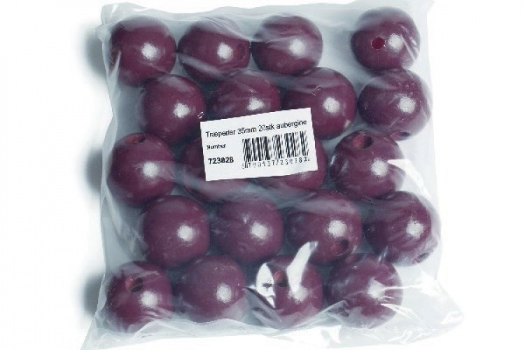 Træperler 35mm 20stk aubergine