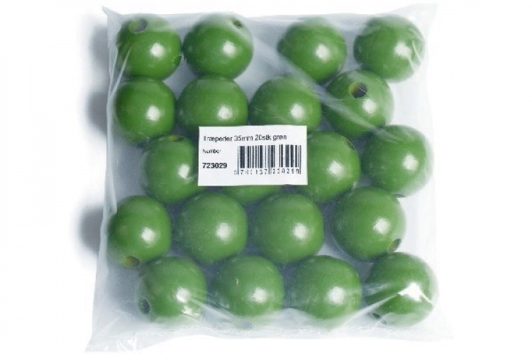 Træperler 35mm 20stk grøn