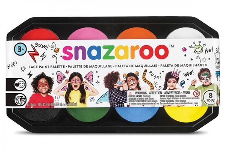 SNAZAROO Sminkefarve palette 8x18ml ass. farver