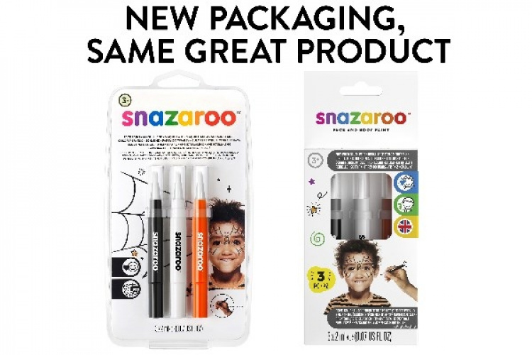 SNAZAROO Sminkefarve penselmaling 3stk. sort/hvid/orange