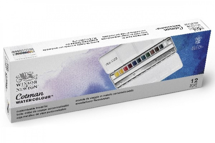 WINSOR Cotman watercolor 12x½-pan metal box