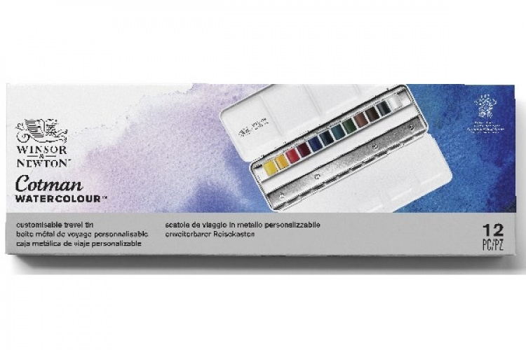 WINSOR Cotman watercolor 12x½-pan metal box