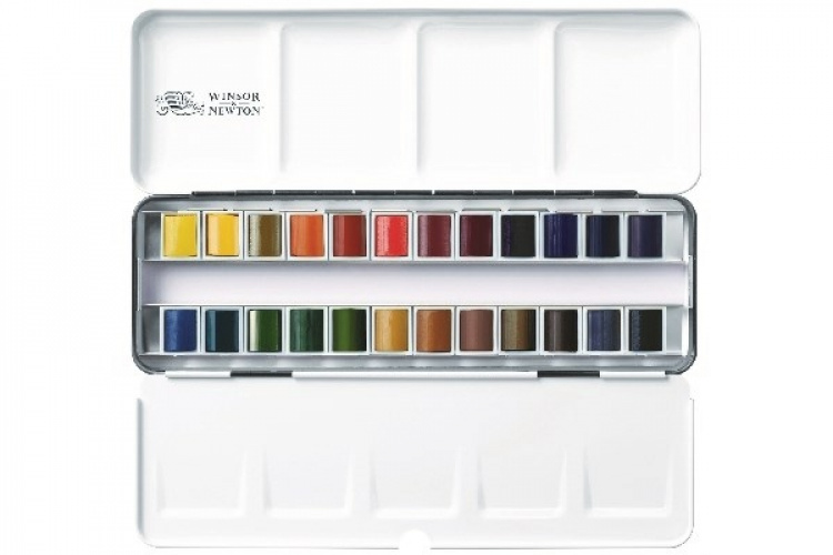 WINSOR Cotman watercolour sketchers metal box 24pcs ass