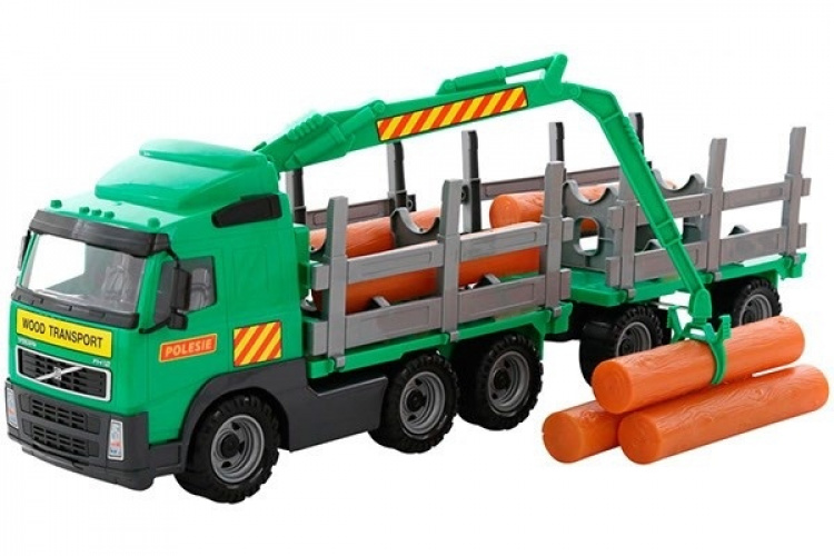 POLESIE Lastbil m. tømmer+kran/hænger 775x190x255mm