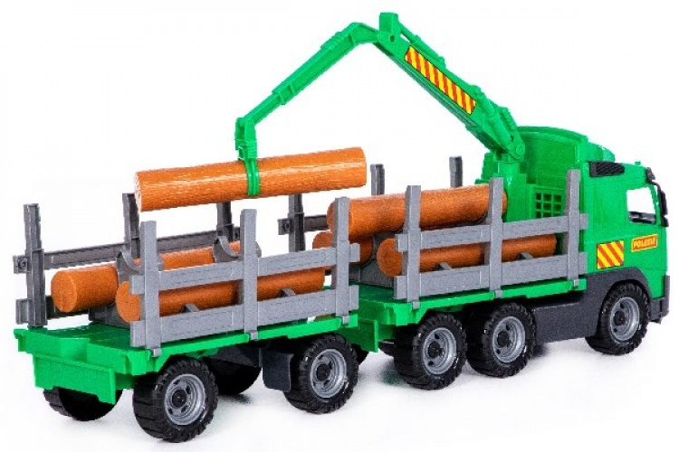 POLESIE Lastbil m. tømmer+kran/hænger 775x190x255mm