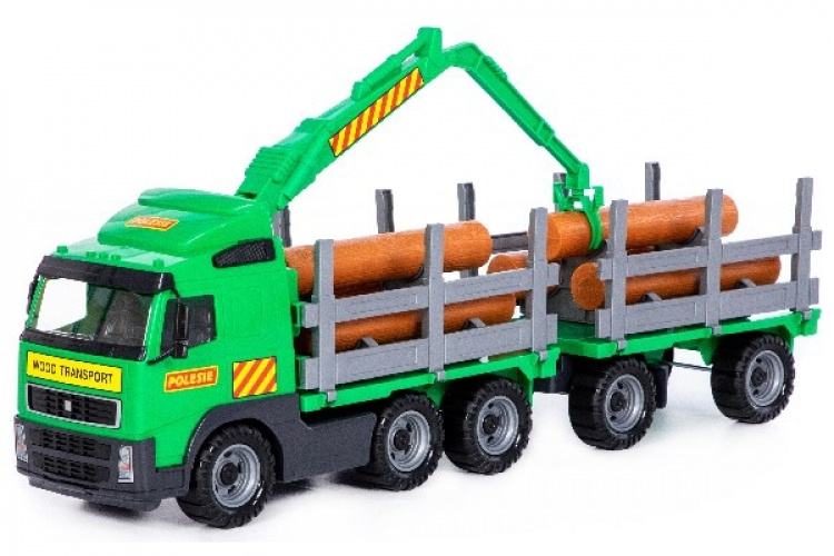POLESIE Lastbil m. tømmer+kran/hænger 775x190x255mm