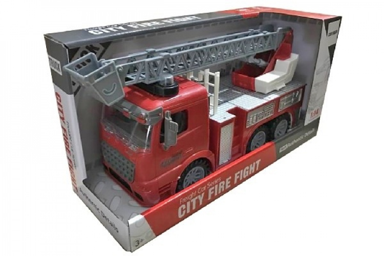 CONTRUCK Brandbil med stige, lys, lyd & Try Me 1:14 rød